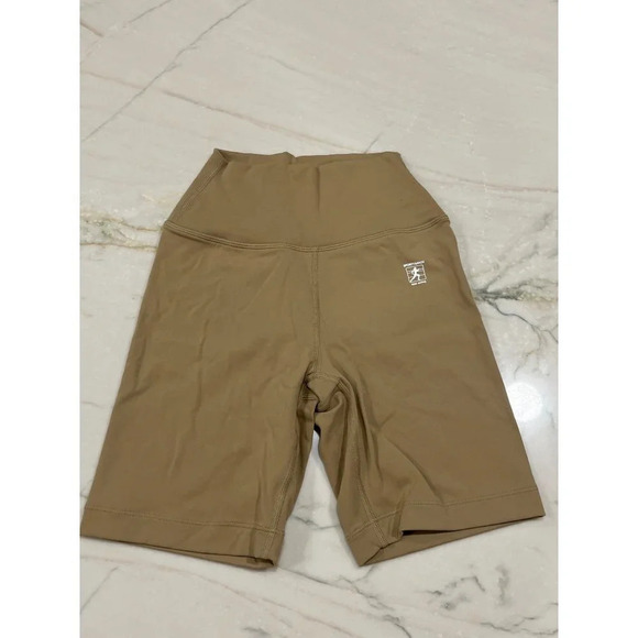 SPORTY & RICH Runner Biker Shorts in Espresso & White XSmall New Womens Spandex - Picture 6 of 16